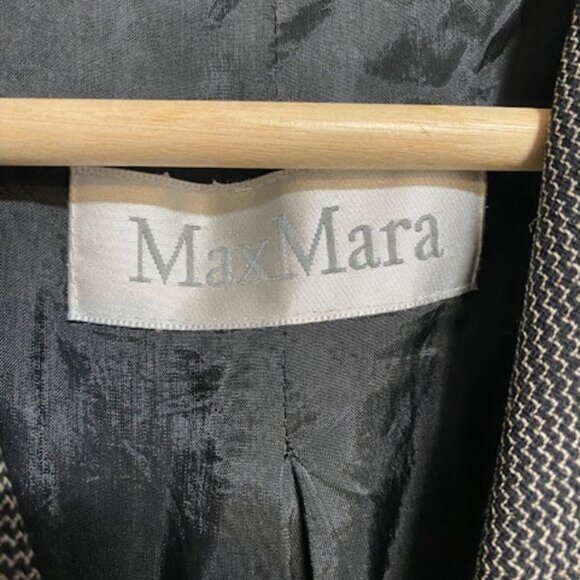 Max Mara Made in Italy Black White Woven Women's Blazer Jacket Size IT42/US8 - Picture 9 of 14